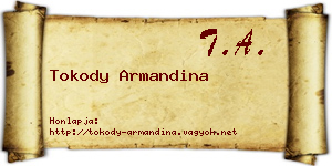 Tokody Armandina névjegykártya